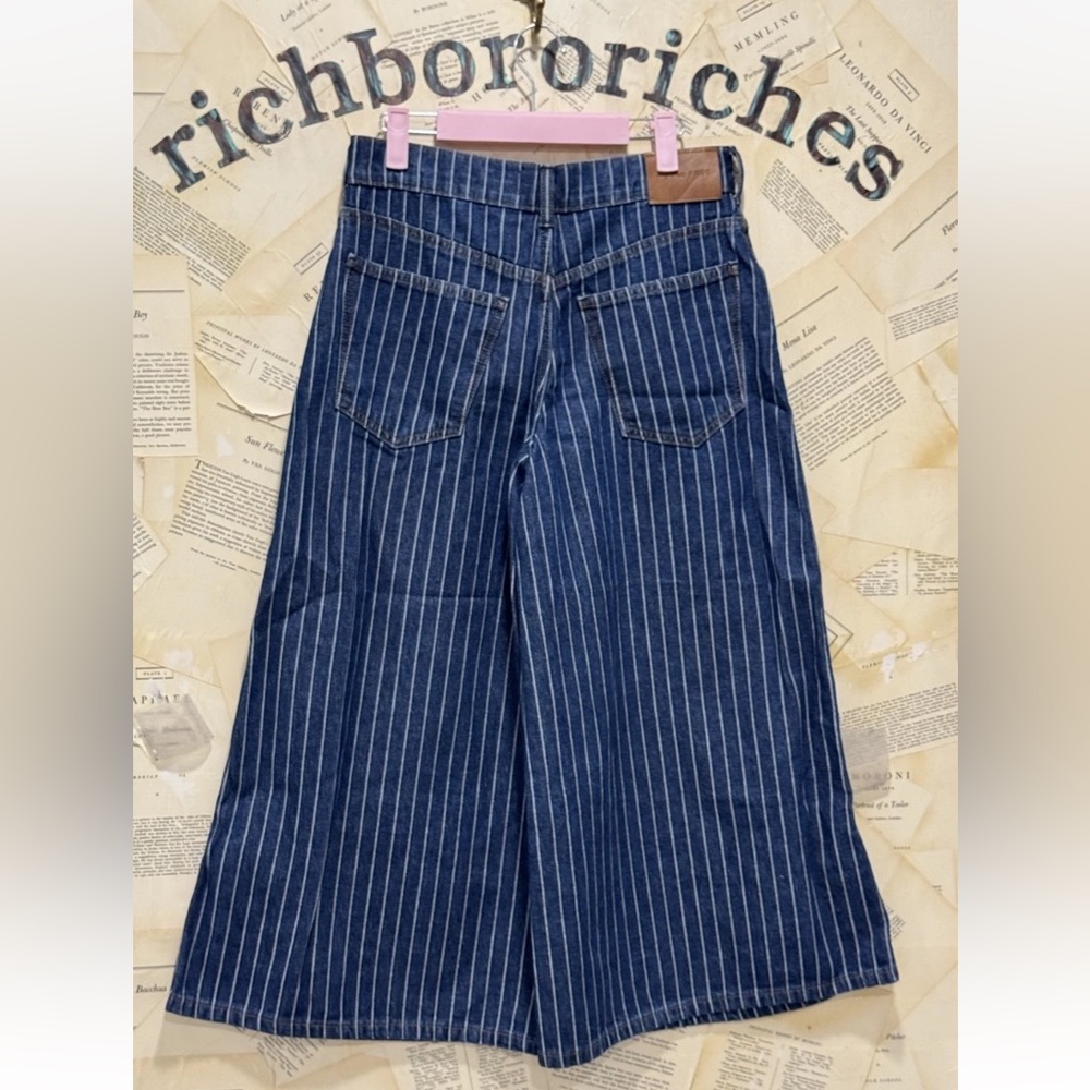 We The Free High Top Pinstripe Culottes Wide Leg Cropped Pinstripe - Picture 8 of 8